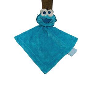 Sesame Street Cookie Monster Blue Security Satin Lovey Rattle plush Nanette READ